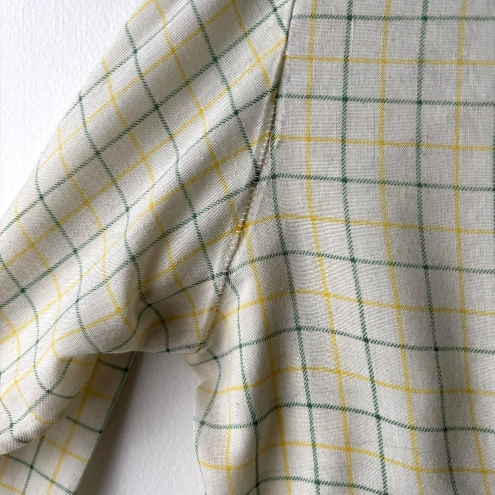Vintage David Ferguson lightweight yellow & cream plaid checked button up shirt - Picture 8 of 8